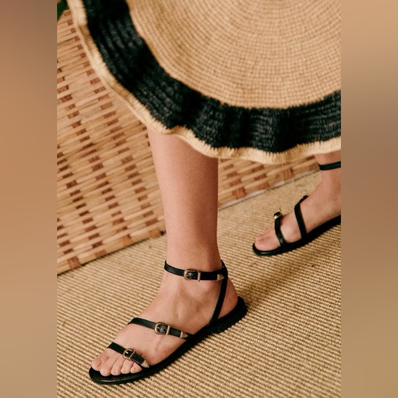 Sézane Roxanne Low Sandals Smooth Black Heritage FR 39 / US 8 - Picture 8 of 14